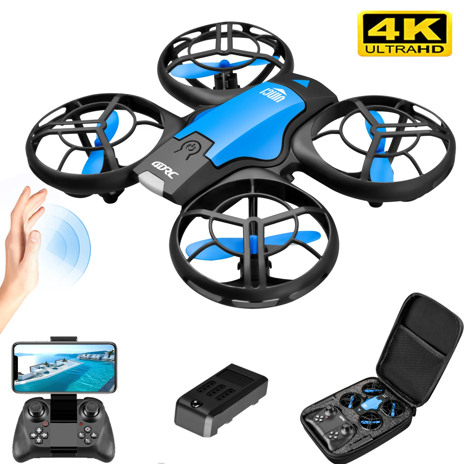 Rc Helicopter Electric - V8新型ミニドローン 4KプロフェッショナルHD 1080P広角カメラ WiFi FPV RCドローン